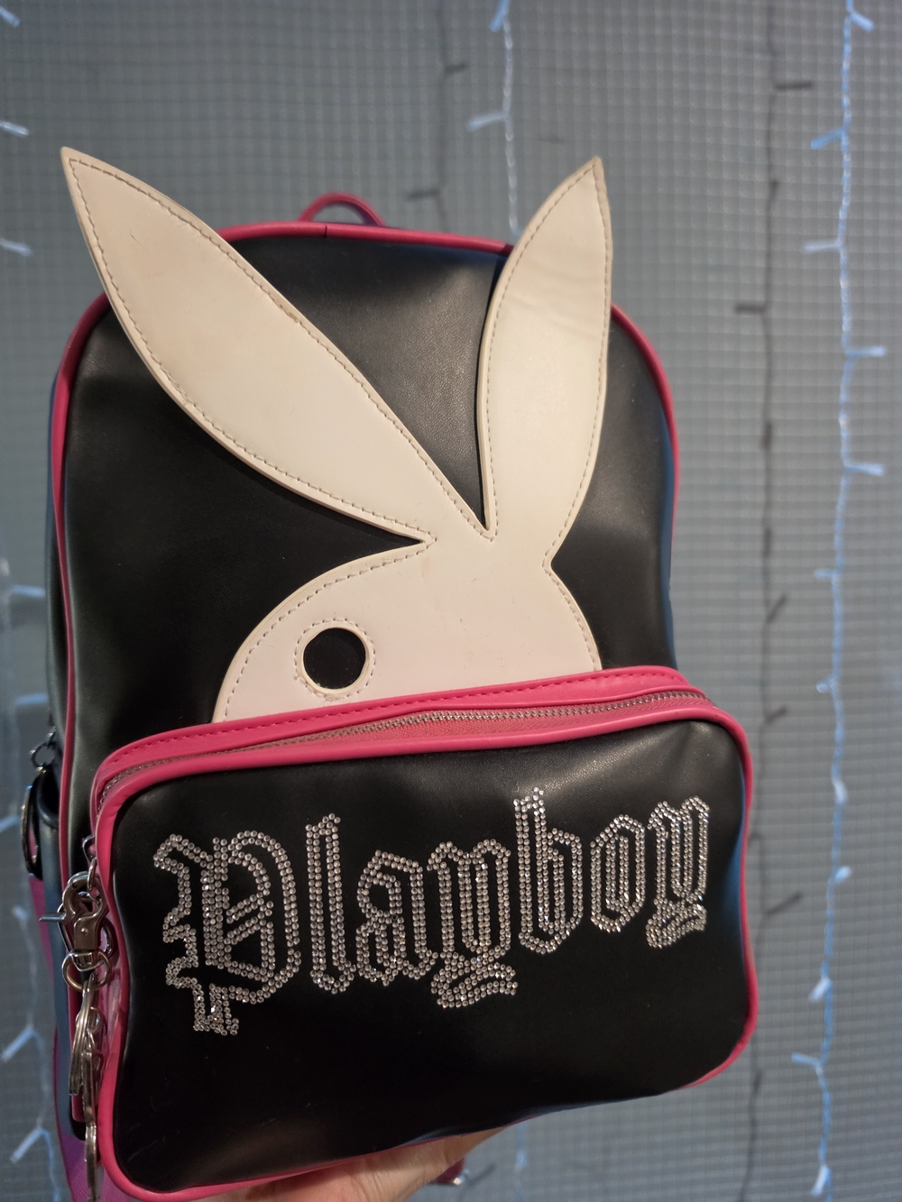 Playboy Black & Pink Bunny Logo Mini Backpack